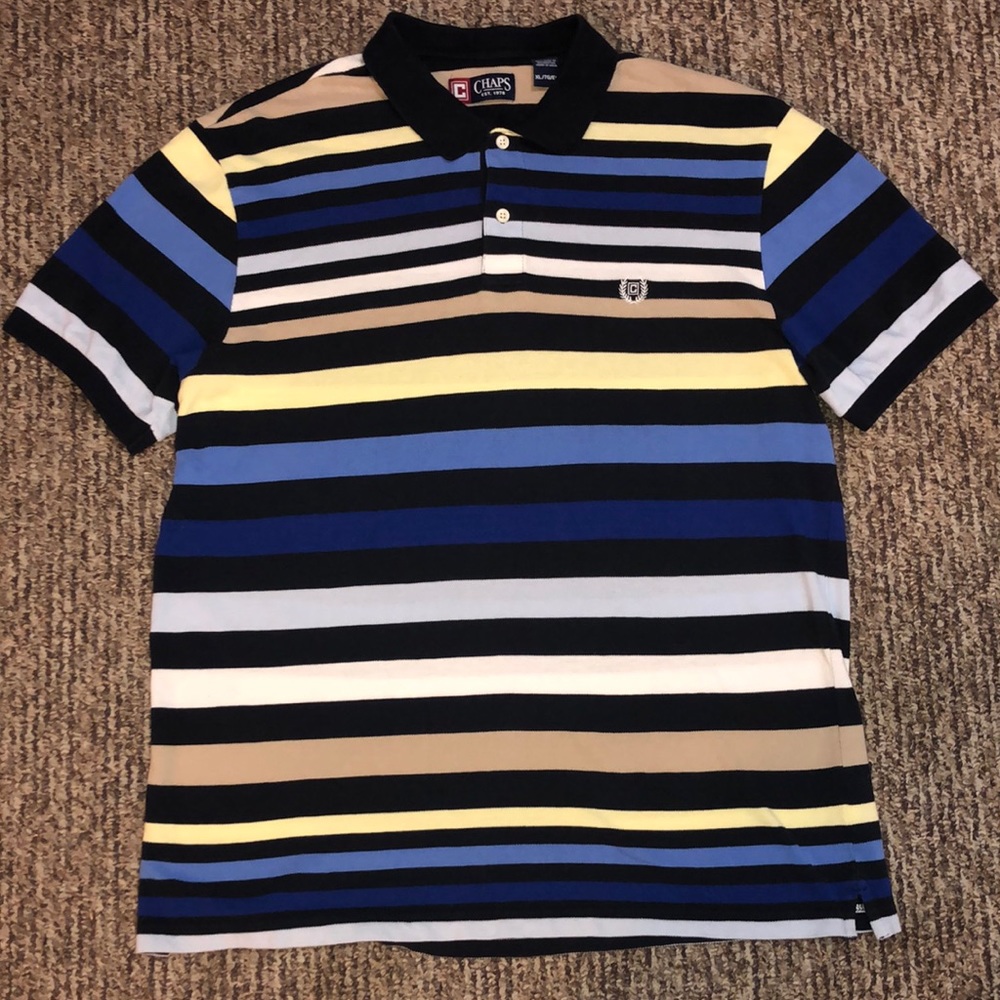 Chaps polo striped blue shirt only worn a once.